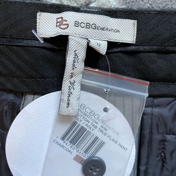 BCBGeneration Womens Button Tab True Flair Charcoal Pants Sz 12 - Picture 7 of 8